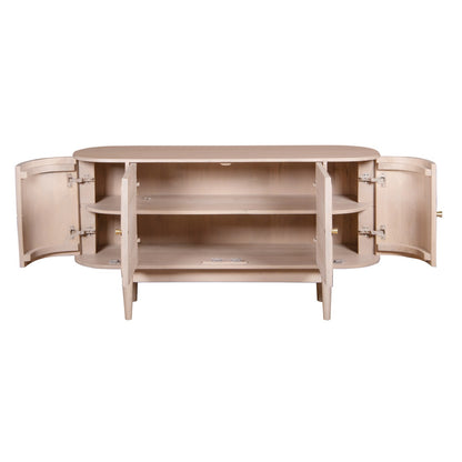 Chicago Cane Rattan and Natural Mango Wood 4 Doors Sideboard