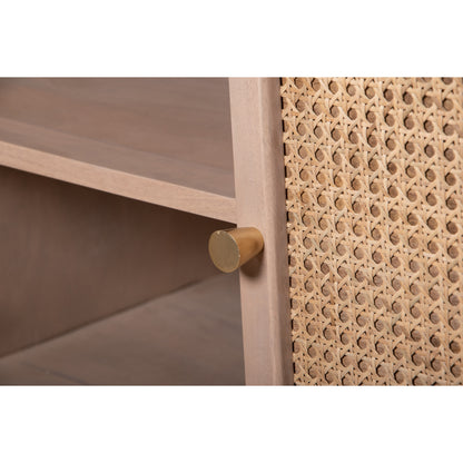 Chicago Cane Rattan and Natural Mango Wood 4 Doors Sideboard