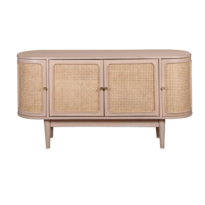 Chicago Cane Rattan and Natural Mango Wood 4 Doors Sideboard