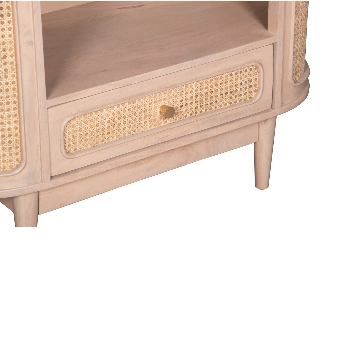 Chicago Cane Rattan and Natural Mango Wood Display Shelving Unit with Drawer