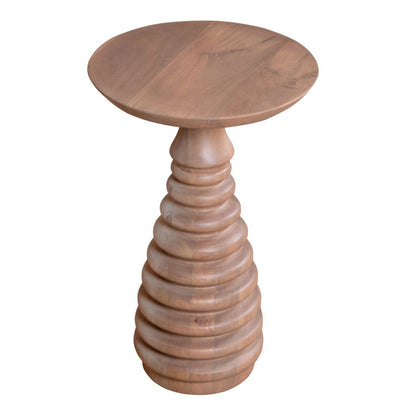 Chicago Cane and Carved Natural Mango Wood Side Table