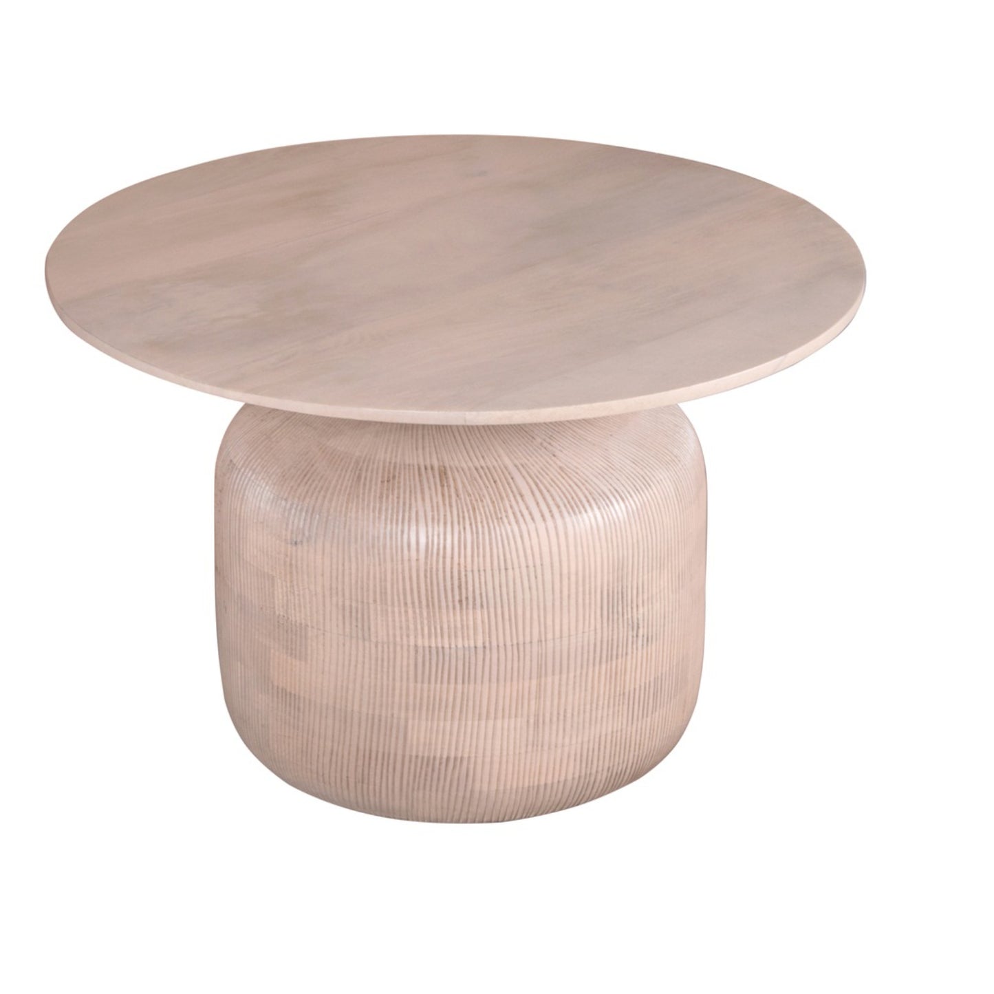 Chicago Cane and Natural Mango Wood Round Coffee Table