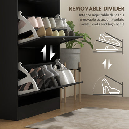 Rani Wooden Black Compact 3 Drawer Shoe Cabinet