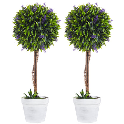 Kema Mado Set Of 2 Artificial Lavender Ball Trees In Pots For Indoor And Outdoor Styling 60cm