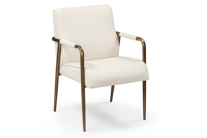 Luxemburg Upholstered Cream Velvet and Brass Armchair