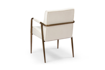 Luxemburg Upholstered Cream Velvet and Brass Armchair