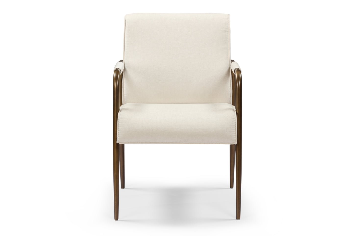 Luxemburg Upholstered Cream Velvet and Brass Armchair