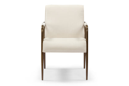 Luxemburg Upholstered Cream Velvet and Brass Armchair