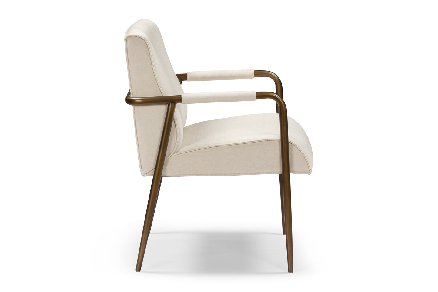 Luxemburg Upholstered Cream Velvet and Brass Armchair