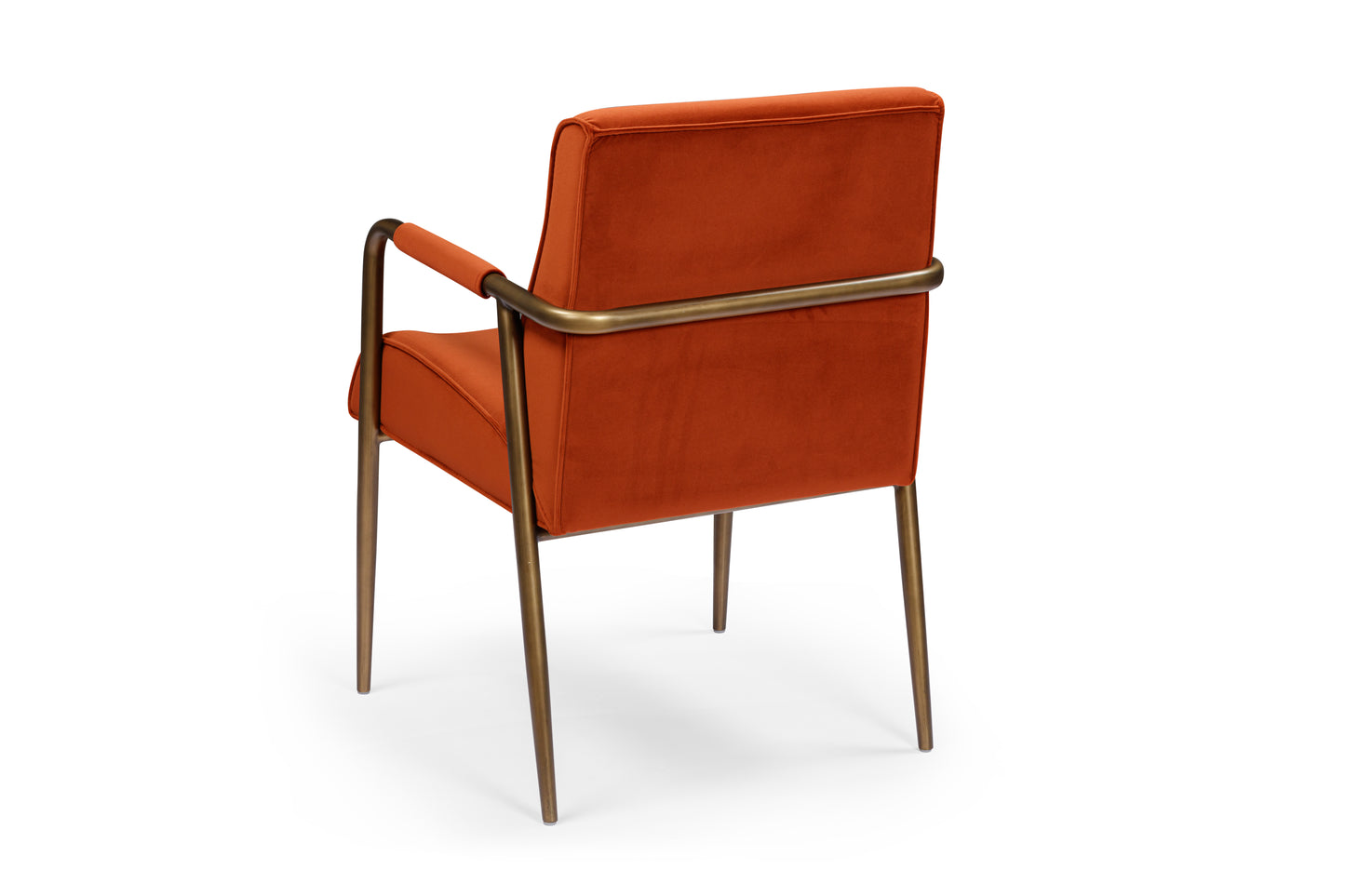 Luxemburg Upholstered Burnt Orange Velvet and Brass Armchair