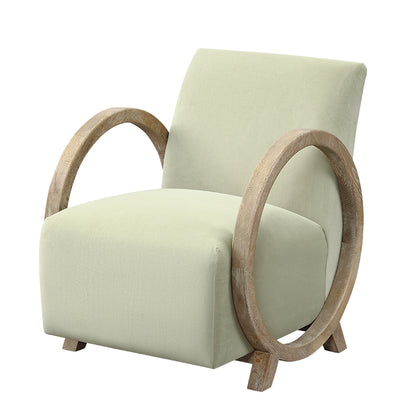 Aracaju Sage Green Velvet and Oak Ring Armchair