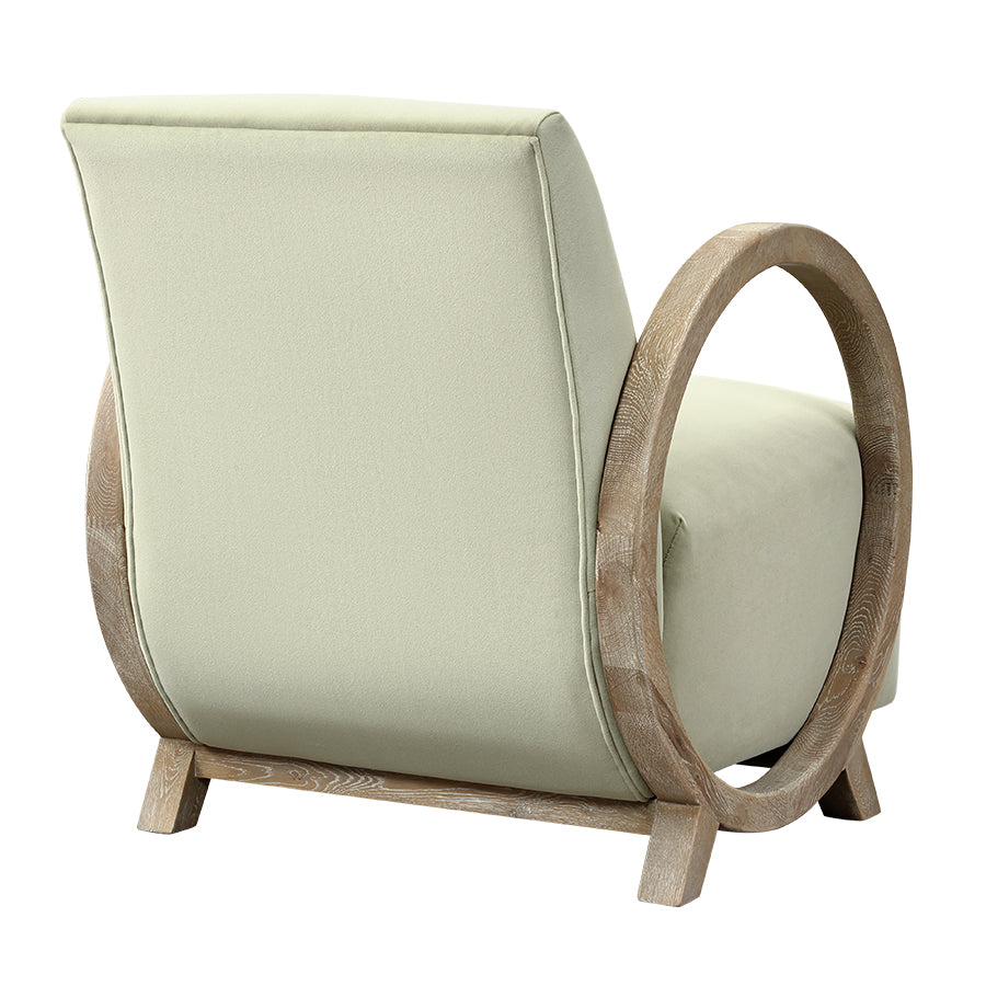 Aracaju Sage Green Velvet and Oak Ring Armchair