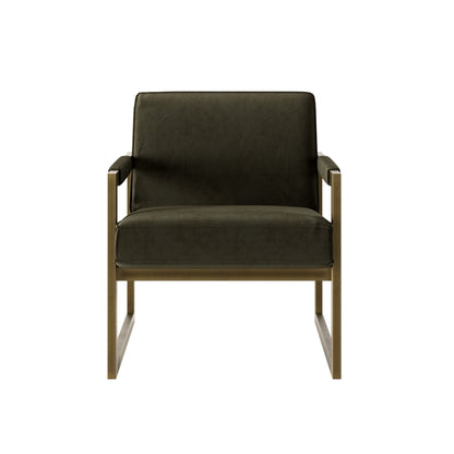 Firenze Olive Velvet and Bronze Armchair