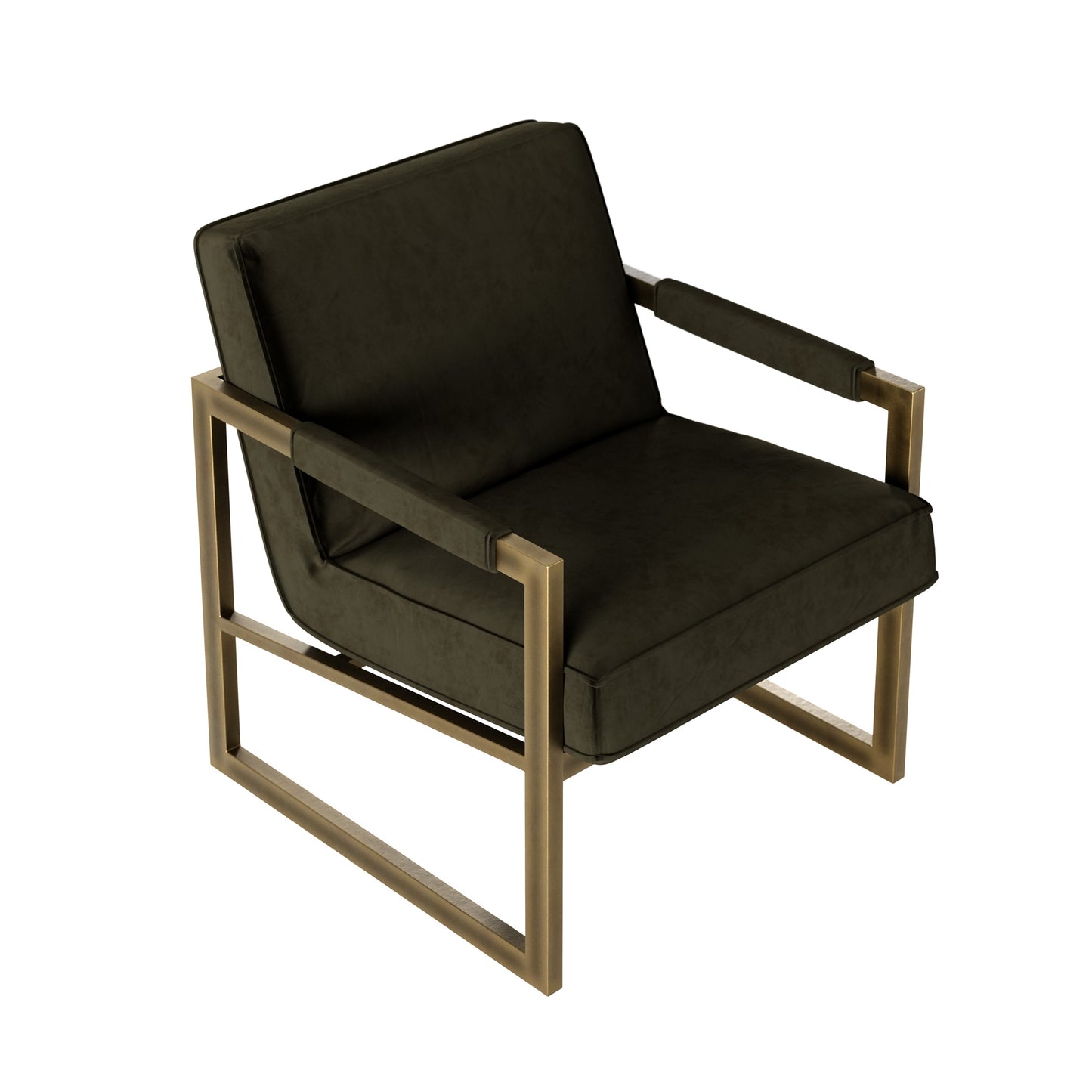 Firenze Olive Velvet and Bronze Armchair