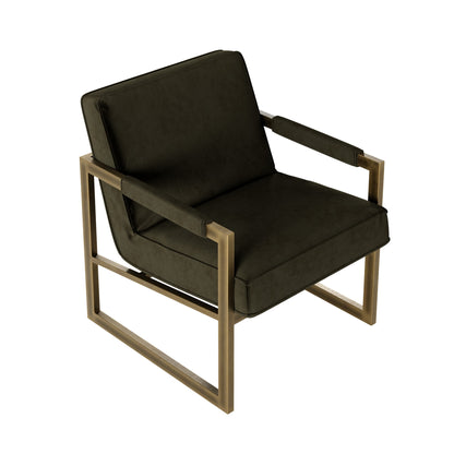 Firenze Olive Velvet and Bronze Armchair