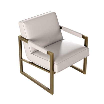 Torino Cream Chenille and Bronze Armchair