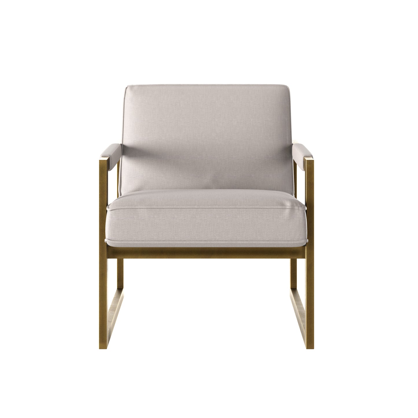 Torino Cream Chenille and Bronze Armchair