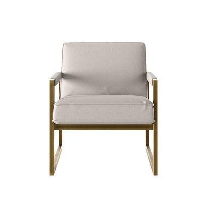 Torino Cream Chenille and Bronze Armchair