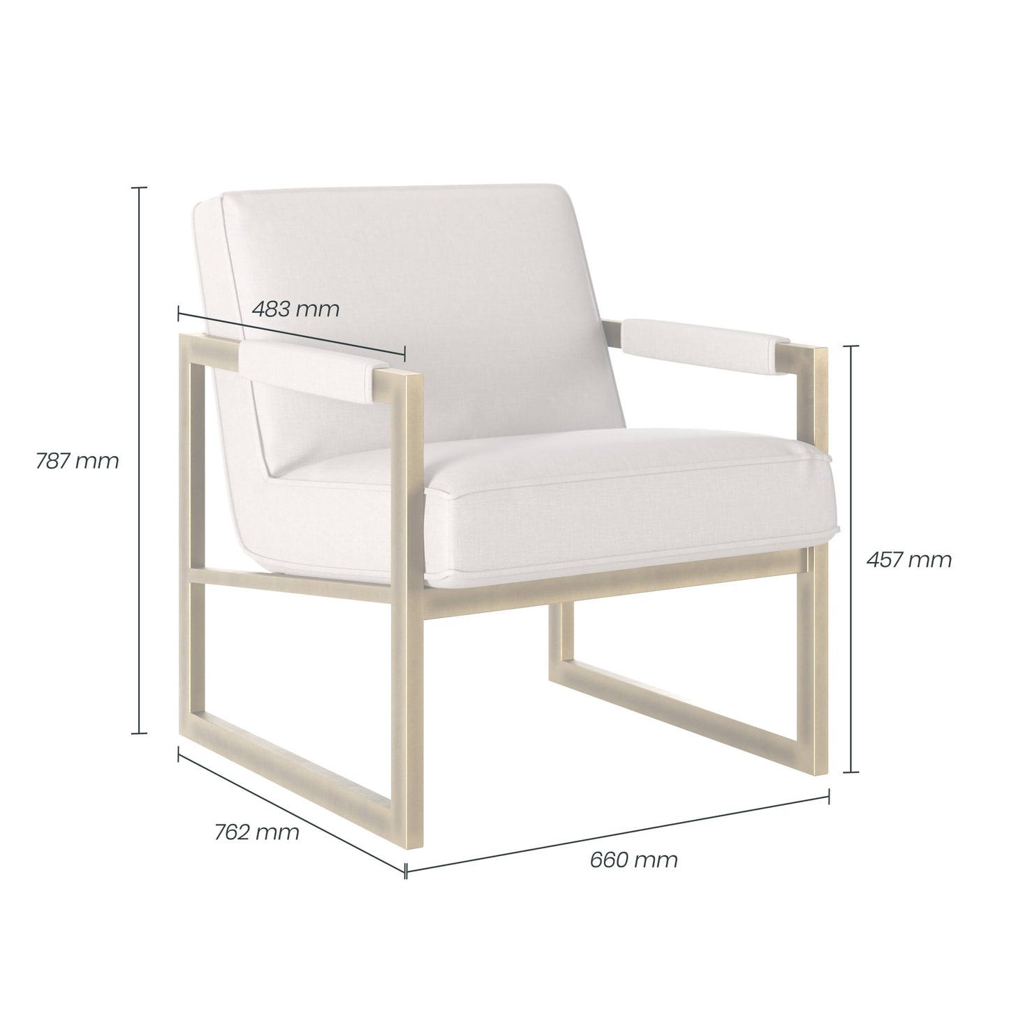 Torino Cream Chenille and Bronze Armchair