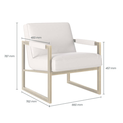 Torino Cream Chenille and Bronze Armchair