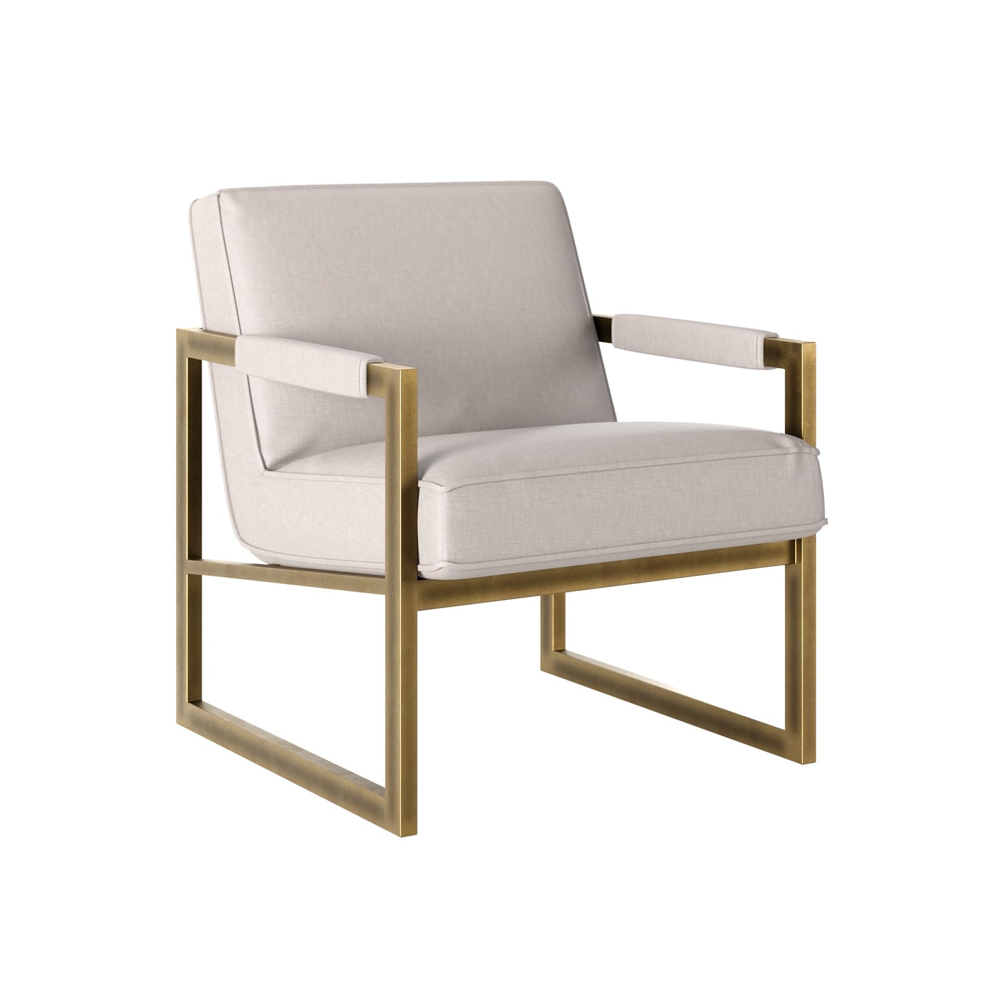 Torino Cream Chenille and Bronze Armchair
