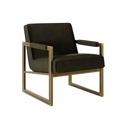 Firenze Olive Velvet and Bronze Armchair