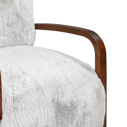 Luna Cosy Upholstered Grey Faux Shearling and Wood Cosy Accent Armchair
