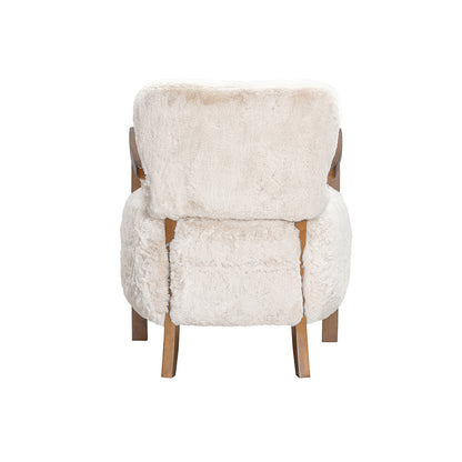 Luna Cosy Upholstered Natural Faux Shearling and Wood Cosy Accent Armchair
