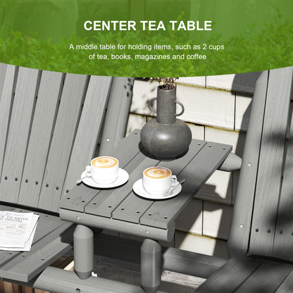 Nine Wood Grey 2 Seater Garden Bench With Central Coffee Table