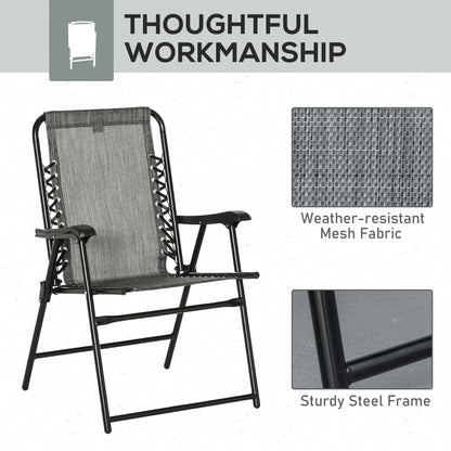 Losota Kefi Metal Grey Set Of 2 Foldable Outdoor Lounger Chairs With Armrests