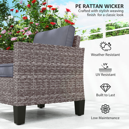 Maba Rattan Grey Single Outdoor Garden Armchair With Cushions