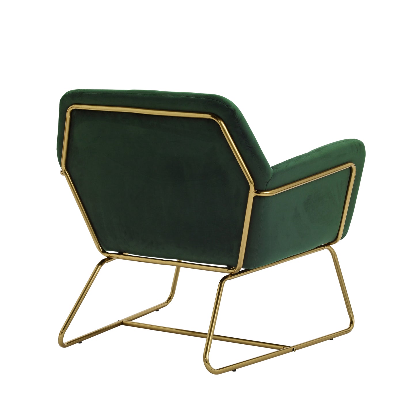 Marseille Forest Green Velvet Upholstered Armchair Gold Metal Legs