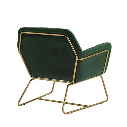 Marseille Forest Green Velvet Upholstered Armchair Gold Metal Legs