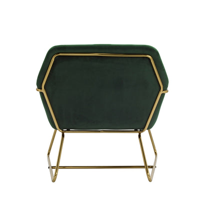 Marseille Forest Green Velvet Upholstered Armchair Gold Metal Legs
