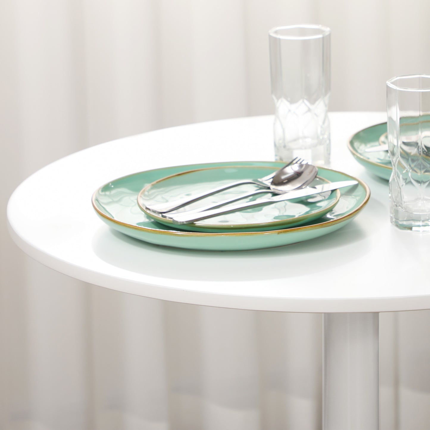 Dimi Metal White Minimal Round Dining Table For 2 70cm