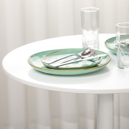 Dimi Metal White Minimal Round Dining Table For 2 70cm