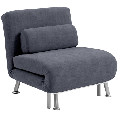 Tomi Safi Charcoal Grey Velvet Single Sleeper Chair