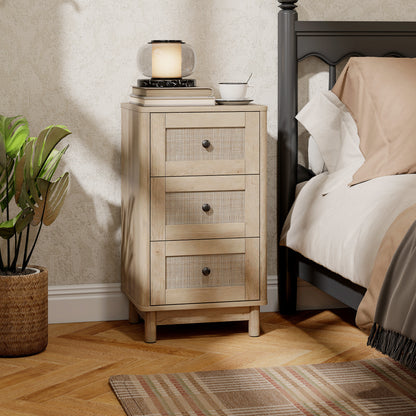 Milu Wood Oak Finish 3 Drawer Compact Storage Chest 40 cm Wide