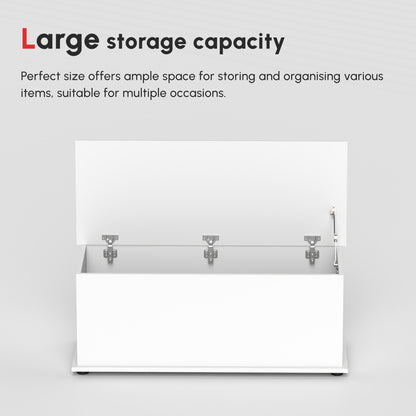 Fizi White Storage Blanket Chest With Flip Top Lid And Safety Hinges 113 Litre