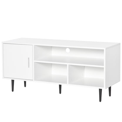 Satazi 120cm Wooden White TV Storage Unit 1 Drawer Open Shelving For Screens Up To 60 Inches