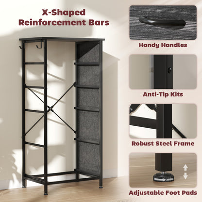 Koratti Fabric And Metal Black 5 Drawer Storage Chest