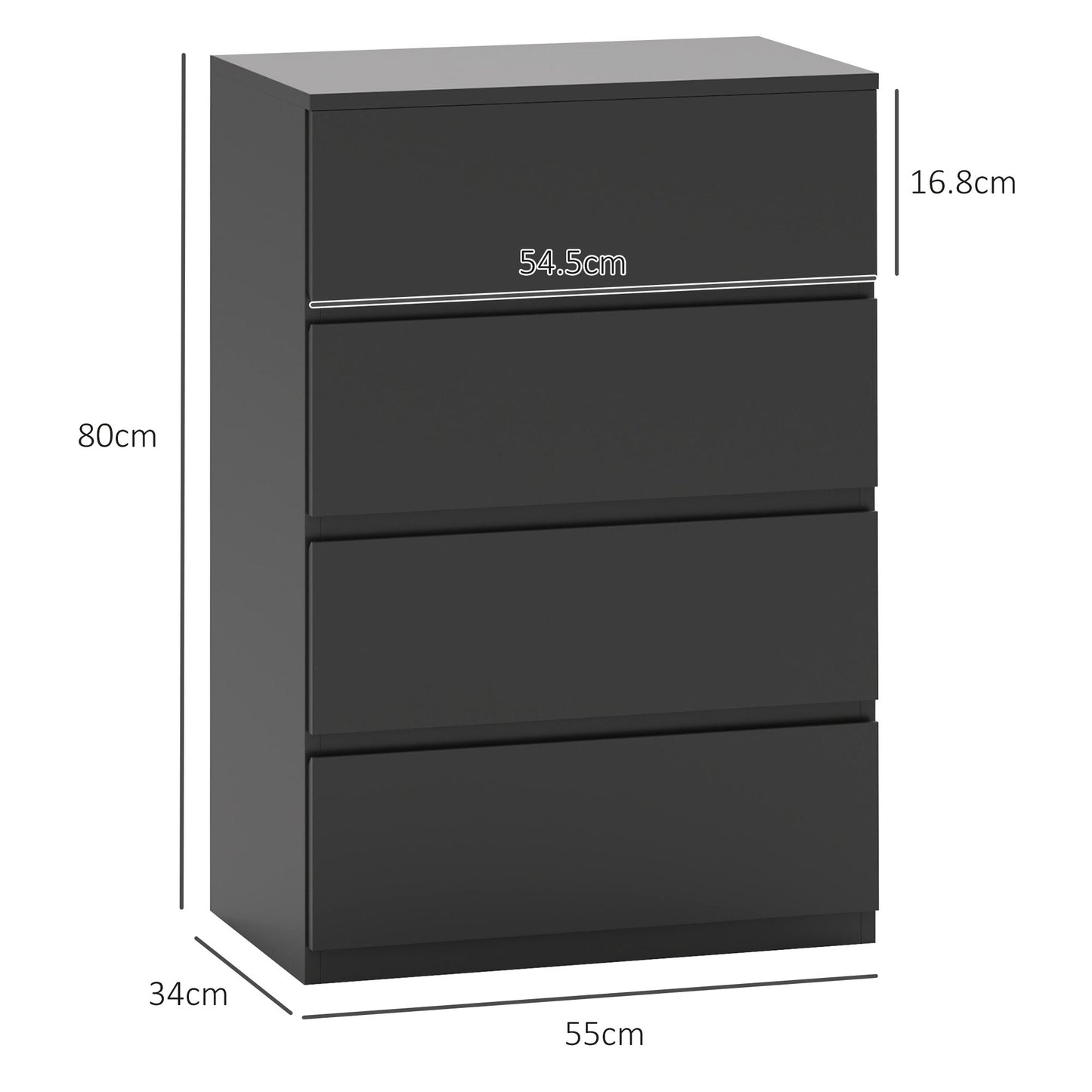 Retture Wooden Neutral Finish 4 Drawer Modern Storage Chest