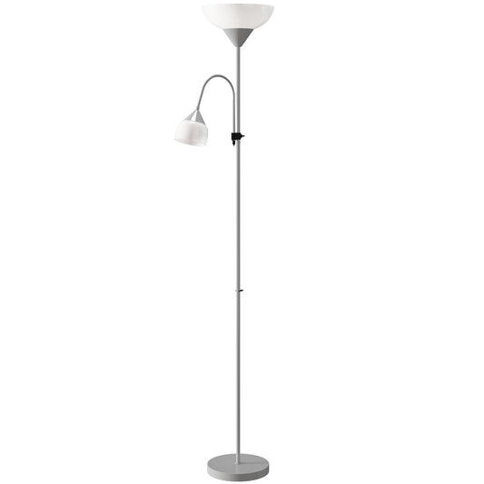 Nokave Metal Silver LED Uplighter Floor Lamp With Adjustable Gooseneck And Colour TemFauxrature