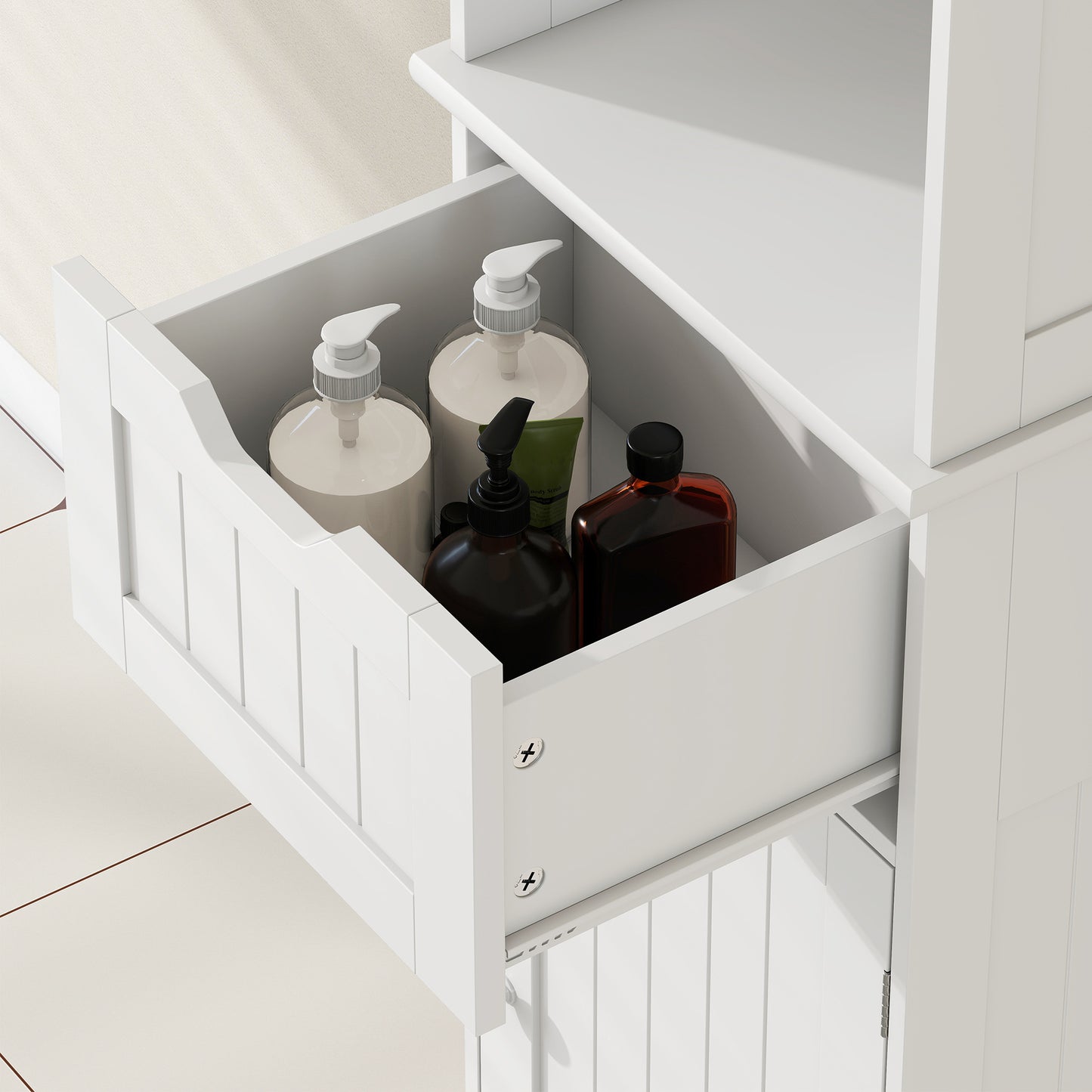 Morale Slim Bathroom Storage Cabinet With Integrated Sensor Lighting White
