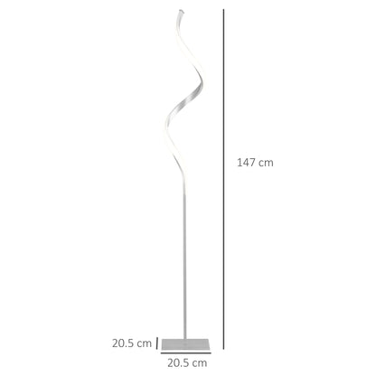 Marimba Metal Silver Dimmable Spiral Floor Lamp With Adjustable Brightness And Square Base