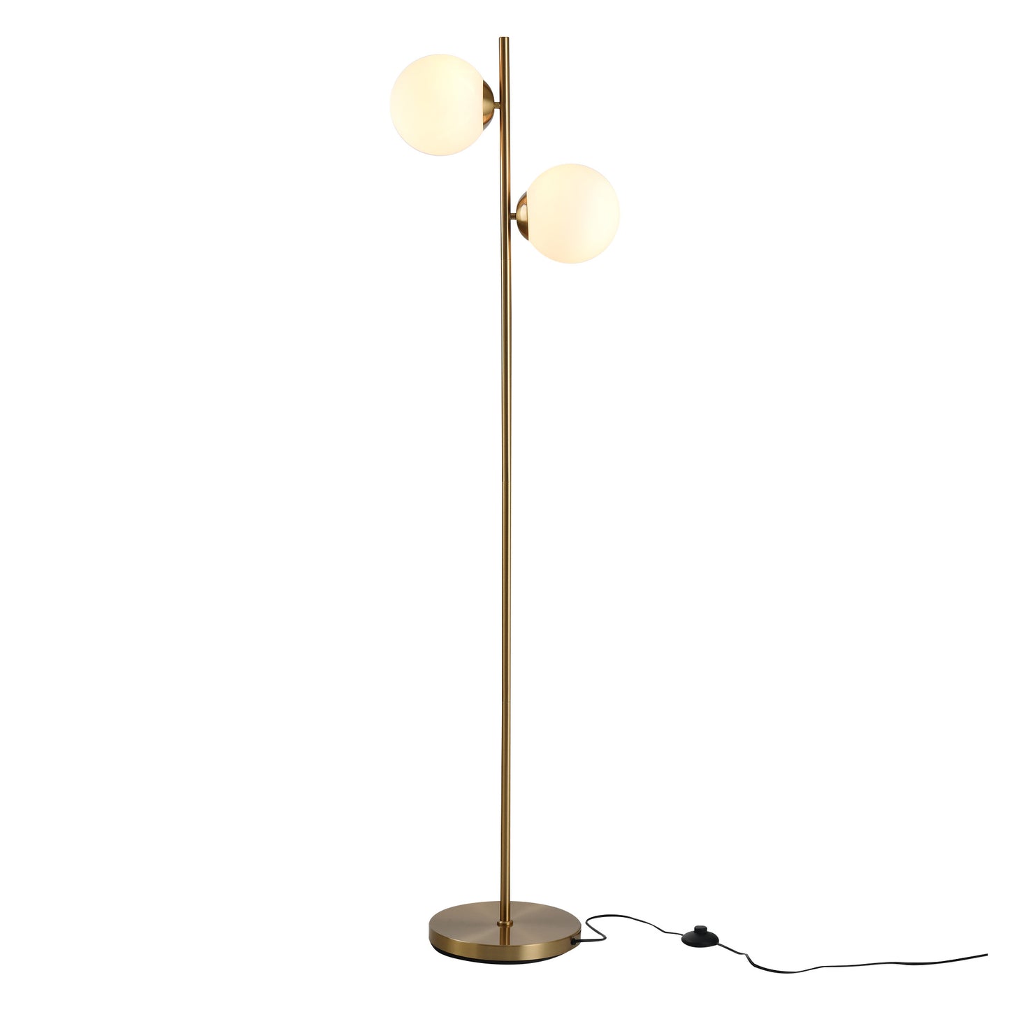 Laralima Metal Gold 2 Light Tree Floor Lamp With Globe Shades