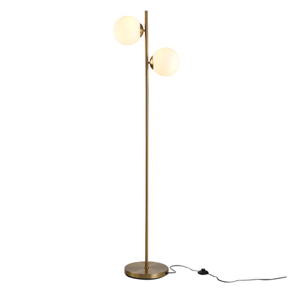 Laralima Metal Gold 2 Light Tree Floor Lamp With Globe Shades