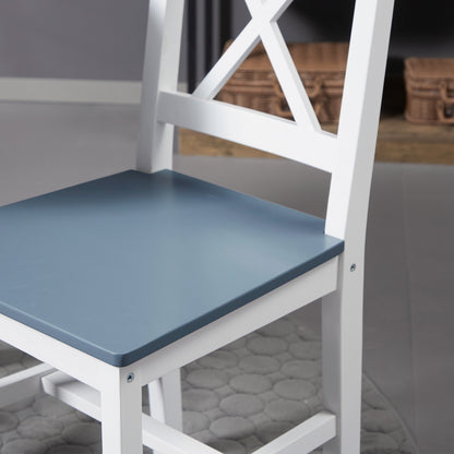 Fasere Solid Wood White and Grey Cross Back Dining Chairs Set Of 2 With Traditional Frame