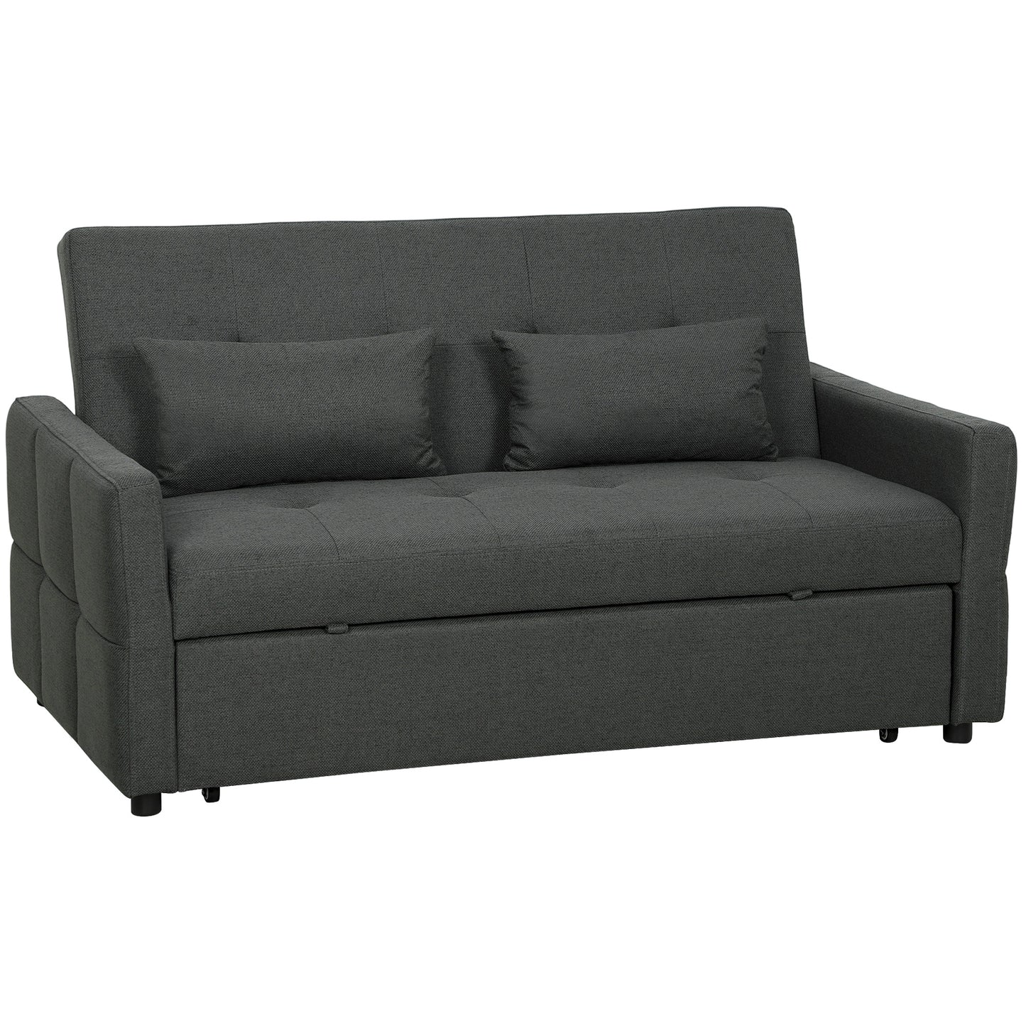 Lula Dark Grey Fabric Upholstered 3 Way Convertible 2 Seater Sofa Bed