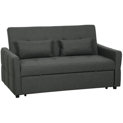 Lula Dark Grey Fabric Upholstered 3 Way Convertible 2 Seater Sofa Bed